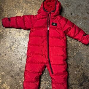 Jordan Jumpman Puffer Snowsuit 12 months Red and Black